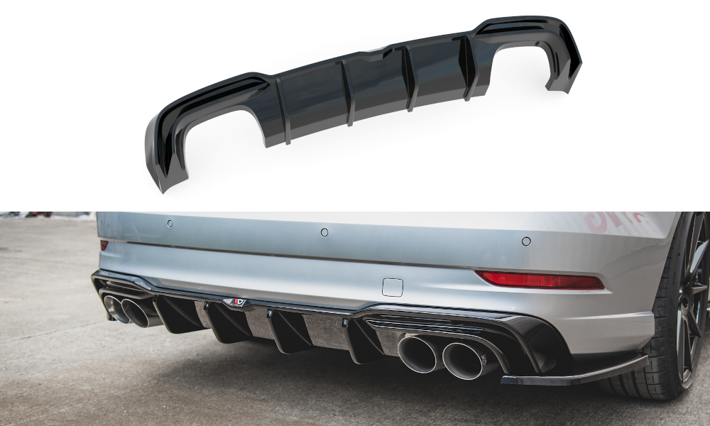 Diffusor Heck Ansatz für Audi S3 Limousine 8V Facelift schwarz matt