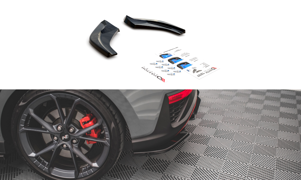 Heck Ansatz Flaps Diffusor V.2 für Hyundai I30 N Hatchback Mk3 Facelift schwarz Hochglanz