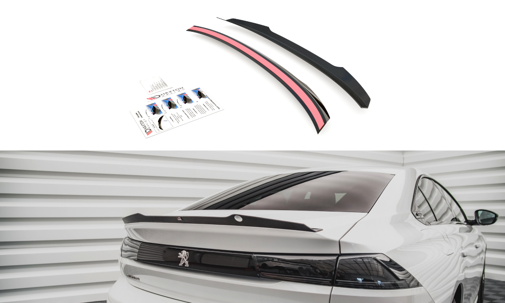 Spoiler CAP für Peugeot 508 Limousine Mk2 schwarz Hochglanz