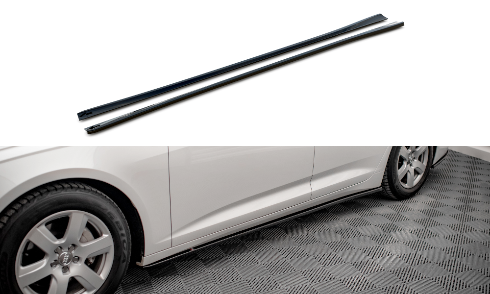 Seitenschweller Ansatz für Audi A6 C8 schwarz matt