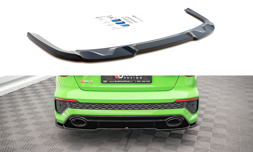 Mittlerer Diffusor Heck Ansatz für Audi RS3 Limousine 8Y Carbon Look