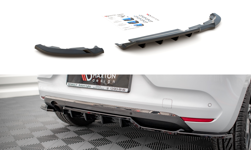 Mittlerer Diffusor Heck Ansatz DTM Look für Renault Clio Mk5 schwarz matt