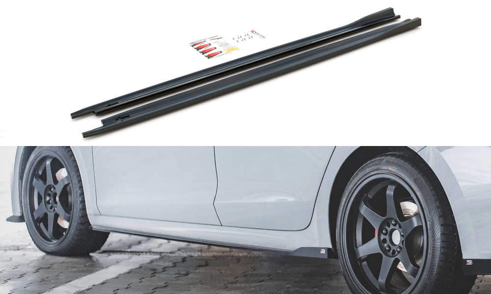 Seitenschweller Ansatz für V.3 für Skoda Octavia RS Mk4 schwarz matt