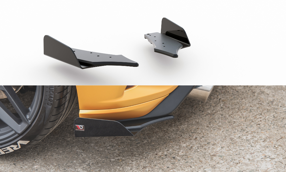 Robuste Racing Heck Ansatz Flaps Diffusor +Flaps für Ford Focus ST Mk4 schwarz Hochglanz