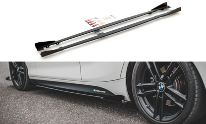 Robuste Racing Seitenschweller Ansatz für für V.2 + Flaps BMW 1er F20 M135i / M140i / M-Paket schwarz Hochglanz