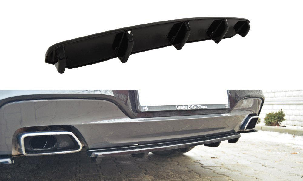 Mittlerer Diffusor Heck Ansatz für BMW 6er Gran Coupé M Paket DTM LOOK schwarz Hochglanz