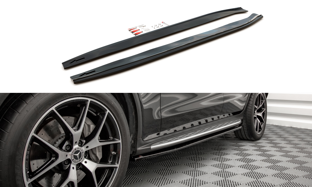 Seitenschweller Ansatz für Mercedes-Benz GLC Coupe AMG-Line C253 Facelift schwarz matt