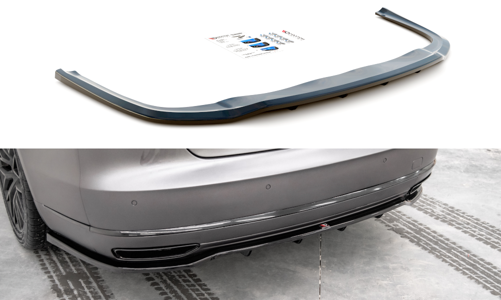 Mittlerer Diffusor Heck Ansatz DTM Look für Audi A8 D4 Facelift schwarz matt