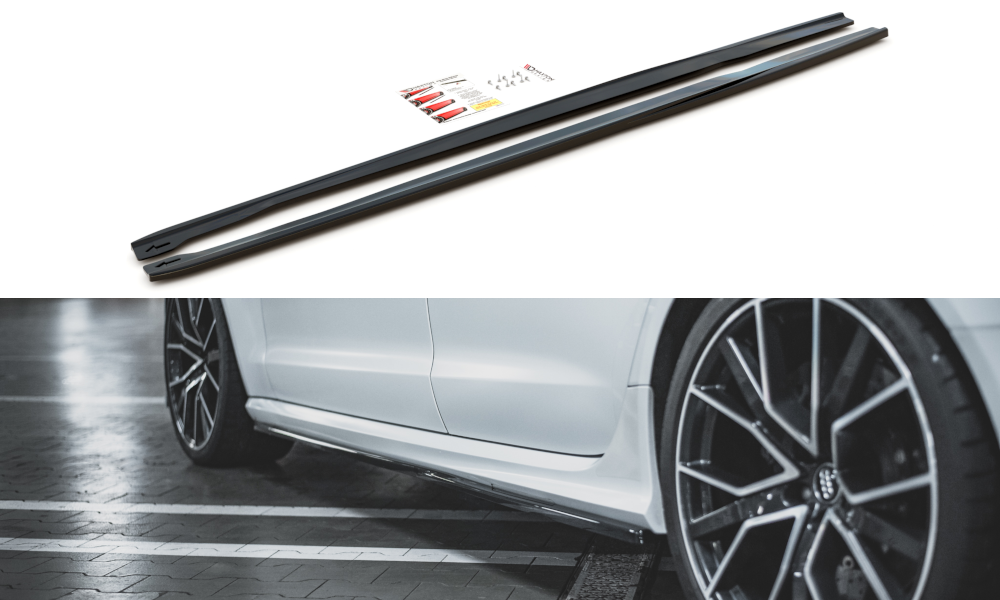 Seitenschweller Ansatz für V.2 für Audi RS6 C7 schwarz Hochglanz