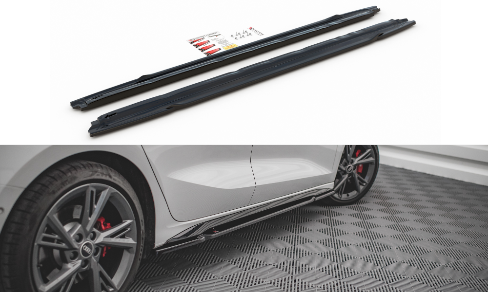 Seitenschweller Ansatz für Audi S3 / A3 S-Line 8Y schwarz Hochglanz