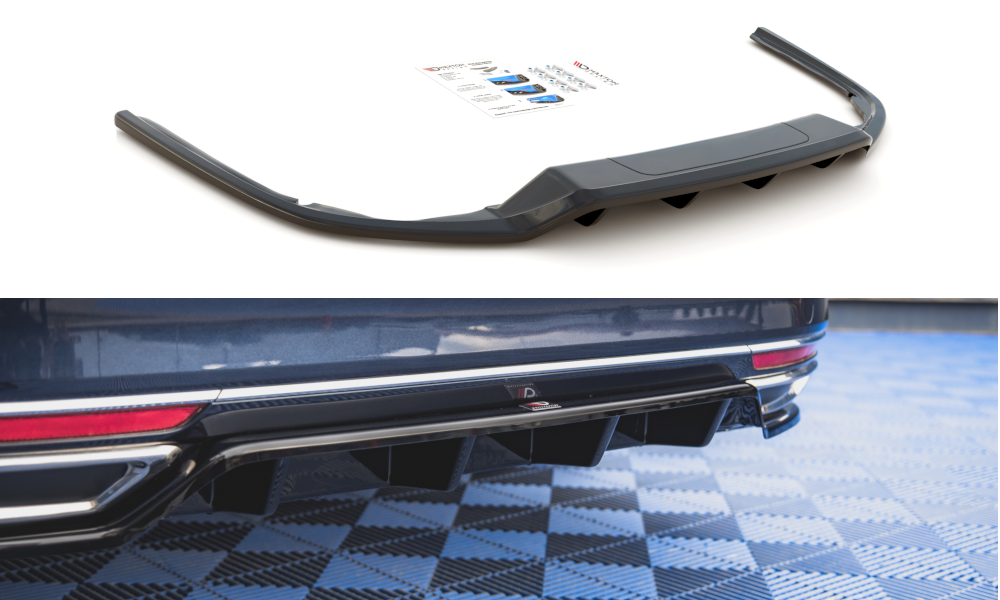 Mittlerer Diffusor Heck Ansatz DTM Look für Volkswagen Passat B8 schwarz Hochglanz