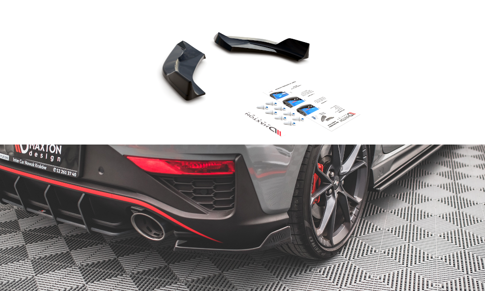 Heck Ansatz Flaps Diffusor V.3 für Hyundai I30 N Hatchback Mk3 Facelift Carbon Look