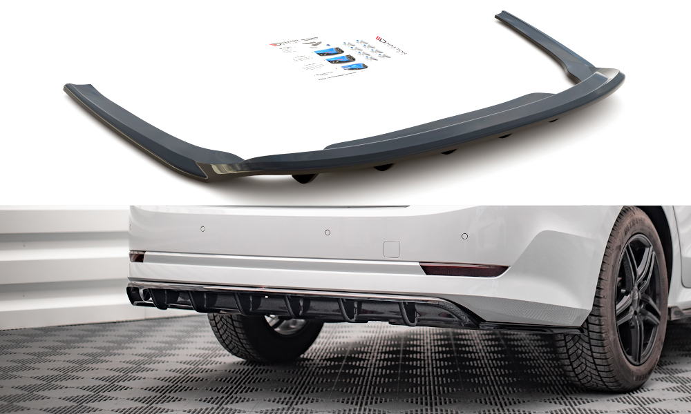 Mittlerer Diffusor Heck Ansatz DTM Look für Skoda Octavia Mk4 schwarz Hochglanz