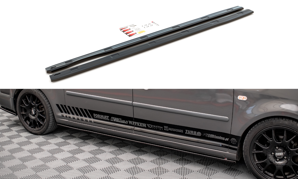 Seitenschweller Ansatz für Volkswagen Caddy Long Mk3 Facelift Carbon Look