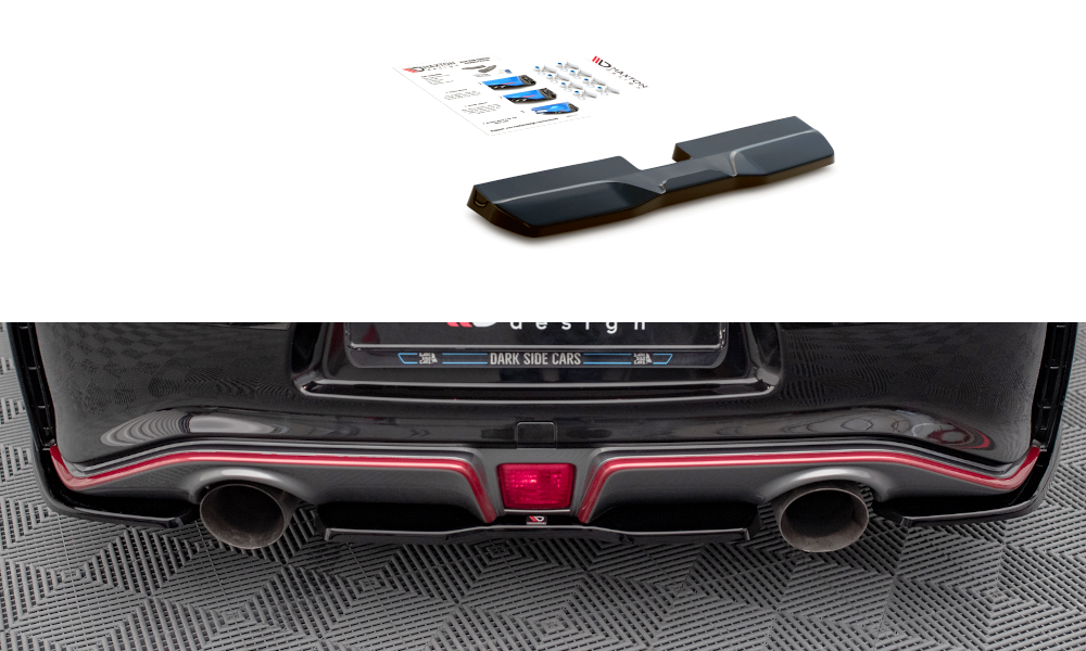 Mittlerer Diffusor Heck Ansatz für Nissan 370Z Nismo Facelift schwarz Hochglanz