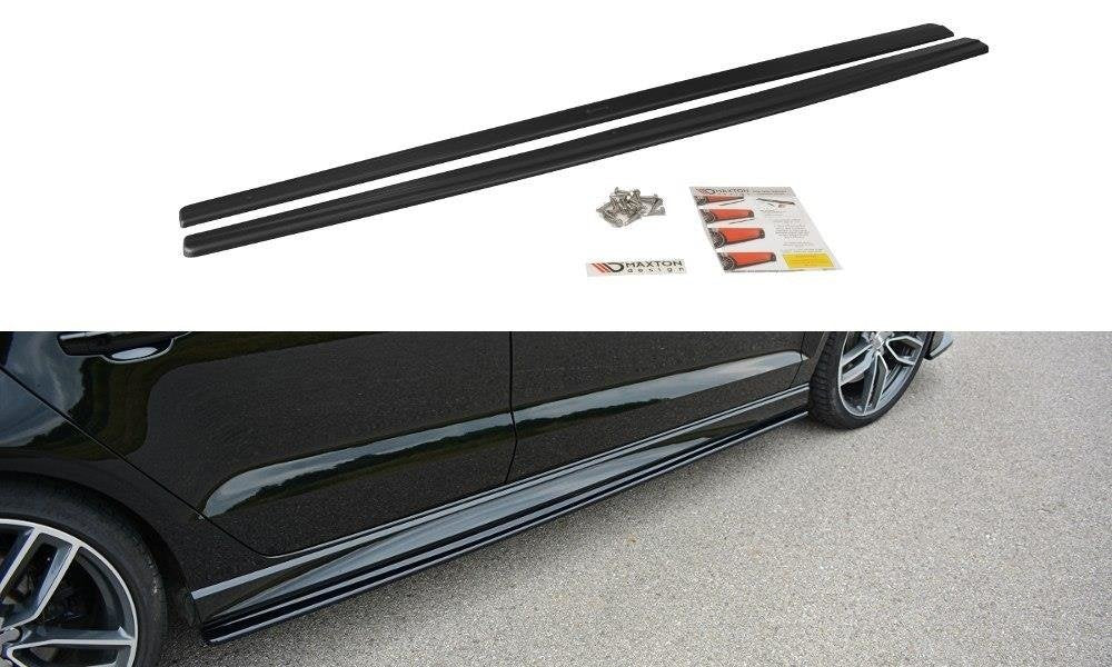 Seitenschweller Ansatz für V.1 für Audi S3 / A3 S-Line 8V / 8V FL Limousine schwarz Hochglanz