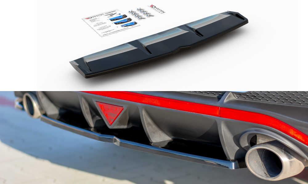 Mittlerer Diffusor Heck Ansatz für Hyundai I30 N Mk3 Fastback  schwarz Hochglanz