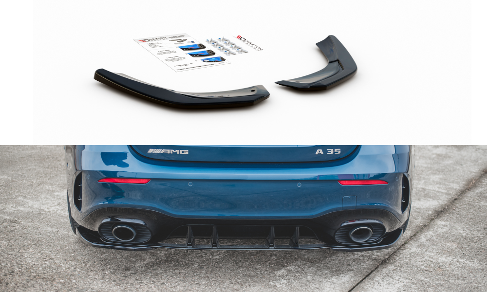 Heck Ansatz Flaps Diffusor für Mercedes A35 AMG Hatchback W177  Carbon Look