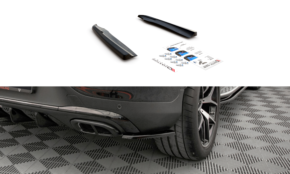 Heck Ansatz Flaps Diffusor für Mercedes-Benz GLC Coupe AMG-Line C253 Facelift Carbon Look
