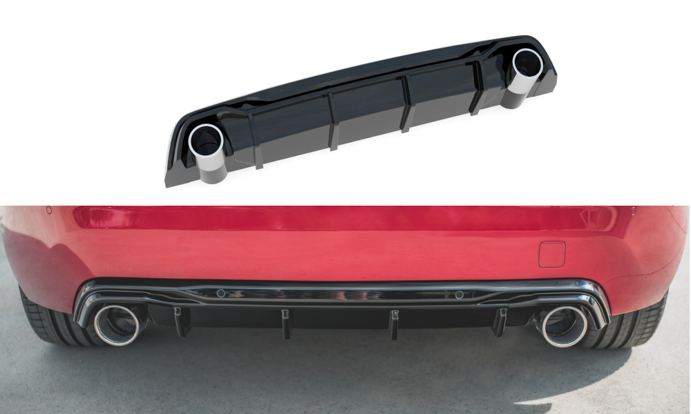 Diffusor Heck Ansatz für + Endschalldampfer Sportauspuff Attrappe Peugeot 308 GT Mk2 Facelift