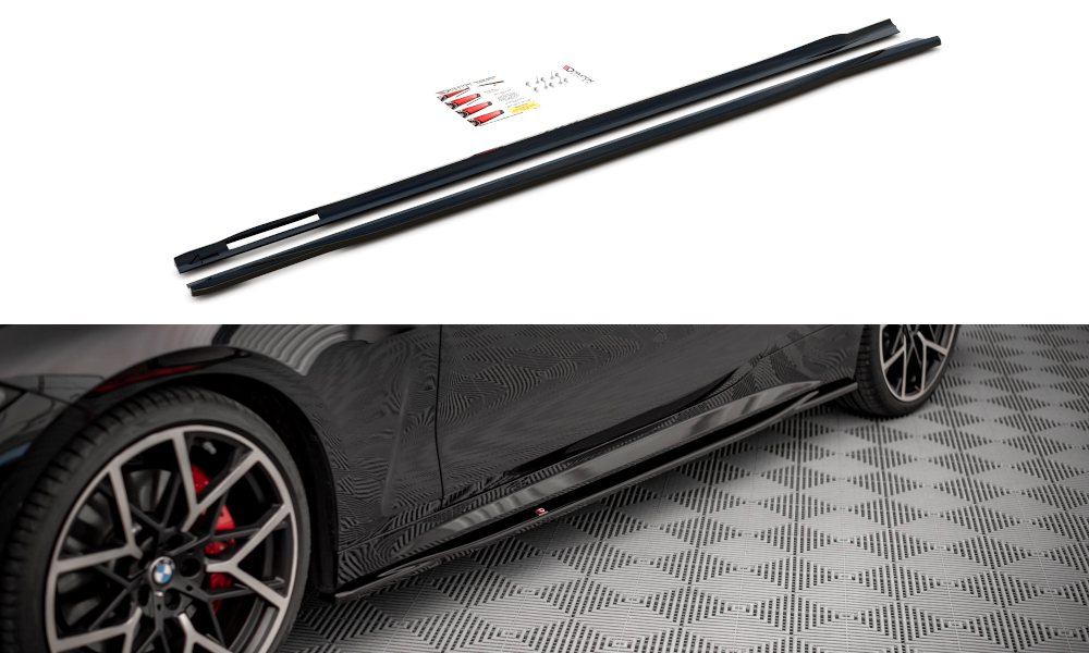 Seitenschweller Ansatz für V.3 für BMW 4er M-Paket G22 schwarz Hochglanz