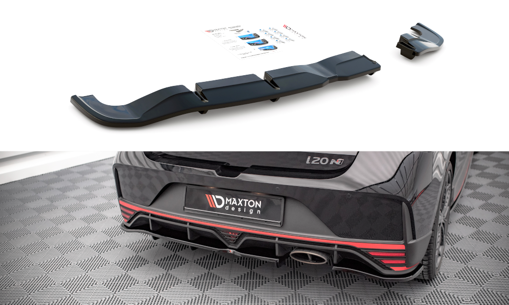 Mittlerer Diffusor Heck Ansatz DTM Look für Hyundai I20 N Mk3 Carbon Look