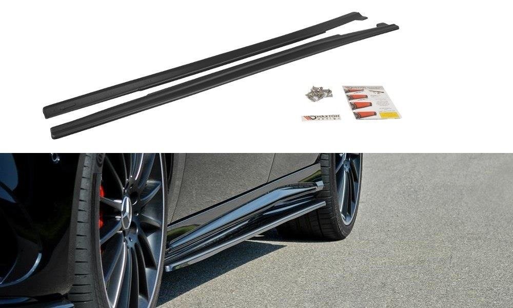 Seitenschweller Ansatz für Mercedes A W176/ CLA 117 AMG/ CLA 117 AMG LINE Facelift schwarz matt