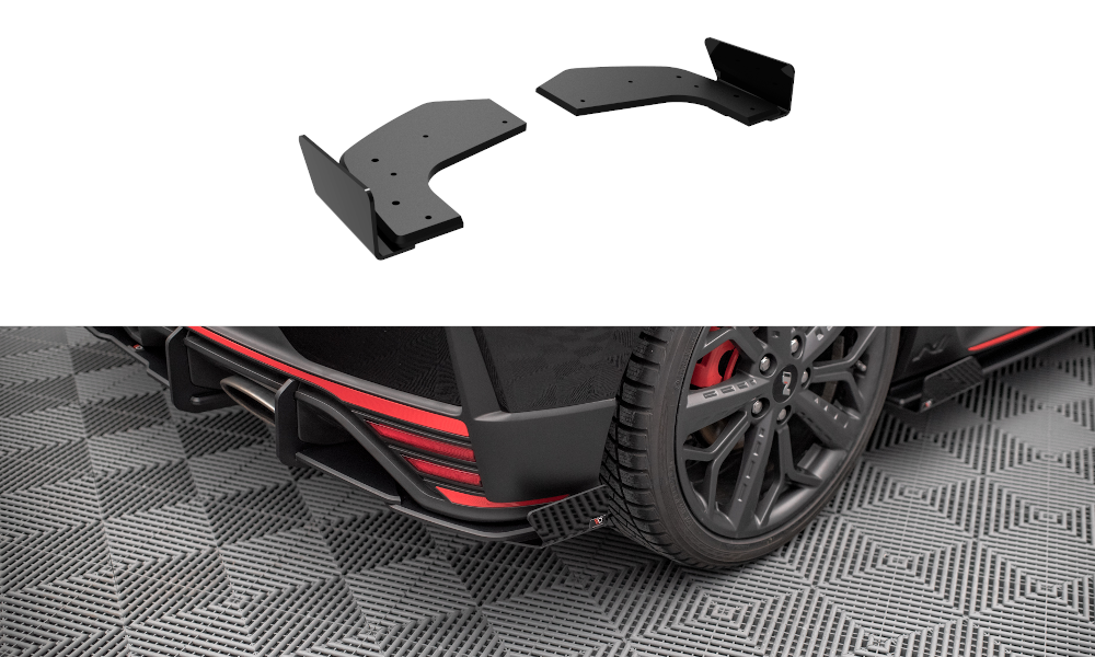 Street Pro Heck Ansatz Flaps Diffusor +Flaps für Hyundai I20 N Mk3 schwarz Hochglanz