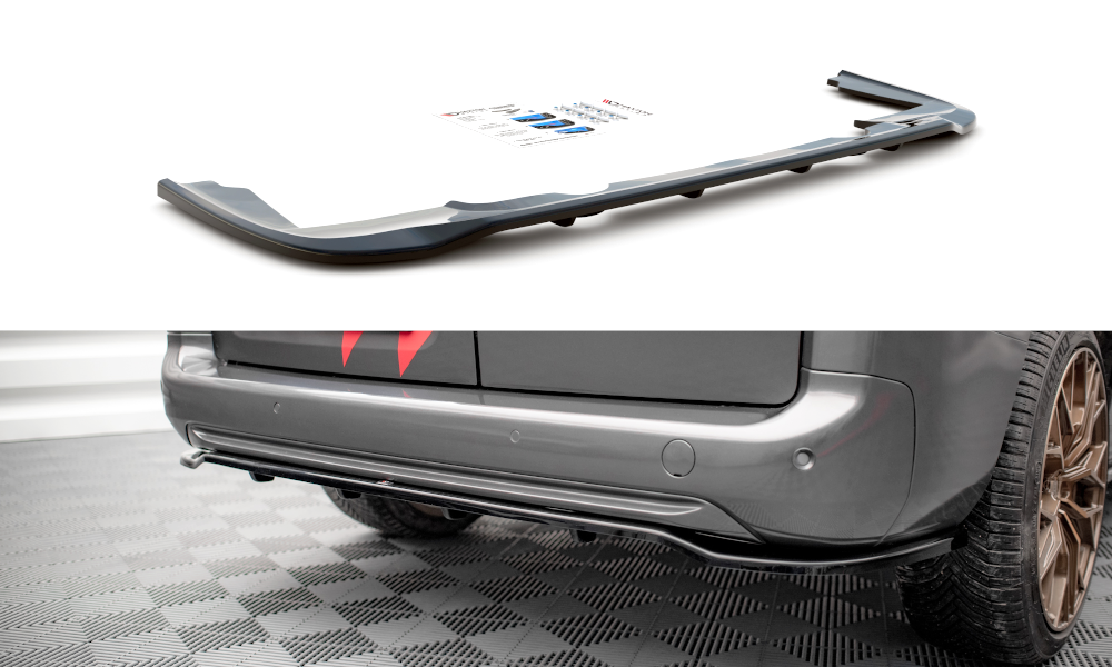Mittlerer Diffusor Heck Ansatz DTM Look für Peugeot Partner Mk3 schwarz Hochglanz