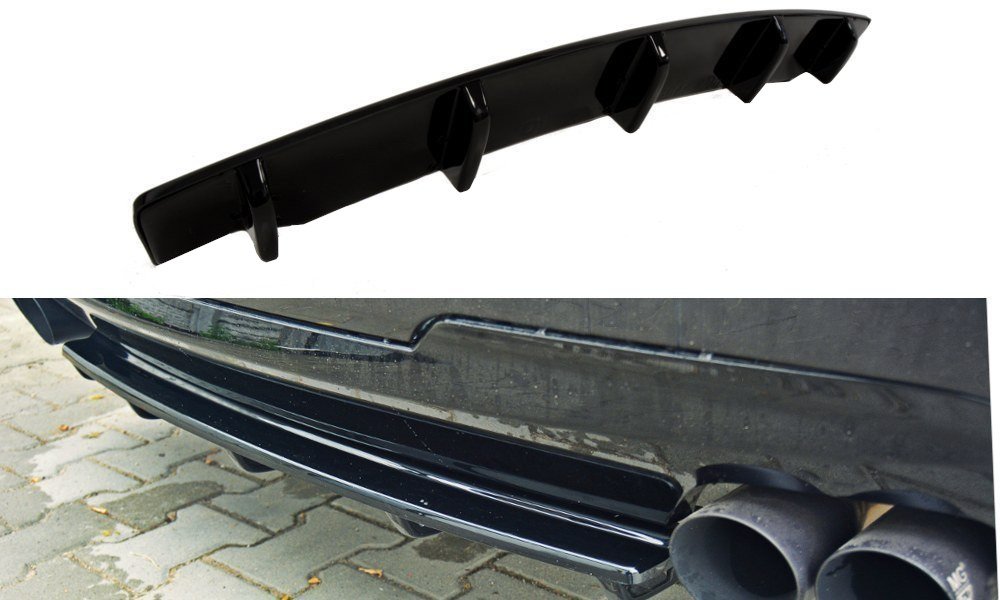 Mittlerer Diffusor Heck Ansatz für BMW 5er F11 M Paket (mit zwei Doppel Endstücken) schwarz matt