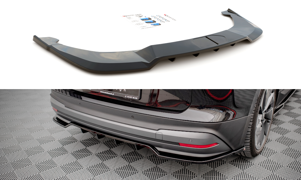 Mittlerer Diffusor Heck Ansatz DTM Look für Skoda Enyaq iV schwarz matt