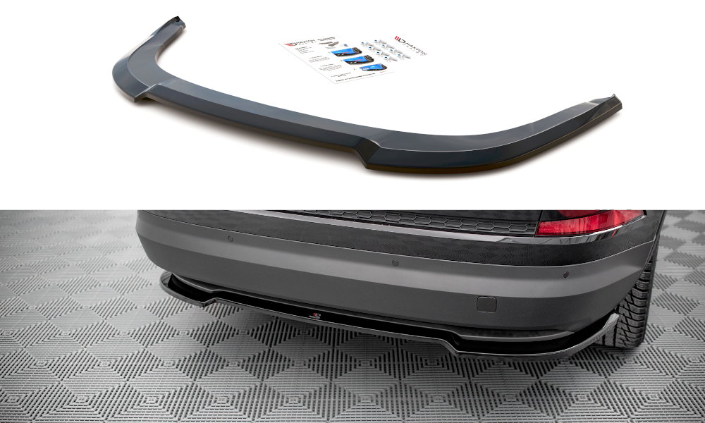 Mittlerer Diffusor Heck Ansatz für Skoda Kodiaq Mk1 Facelift schwarz matt