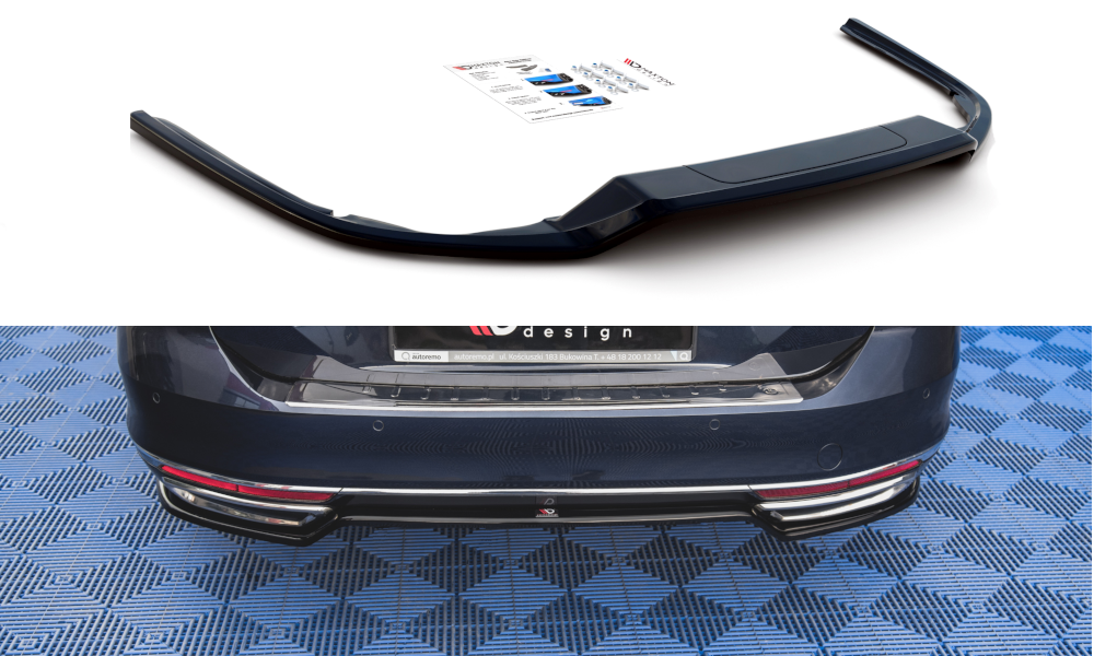 Mittlerer Diffusor Heck Ansatz für Volkswagen Passat B8 schwarz matt