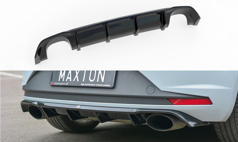 Diffusor Heck Ansatz für Seat Leon III Cupra schwarz matt