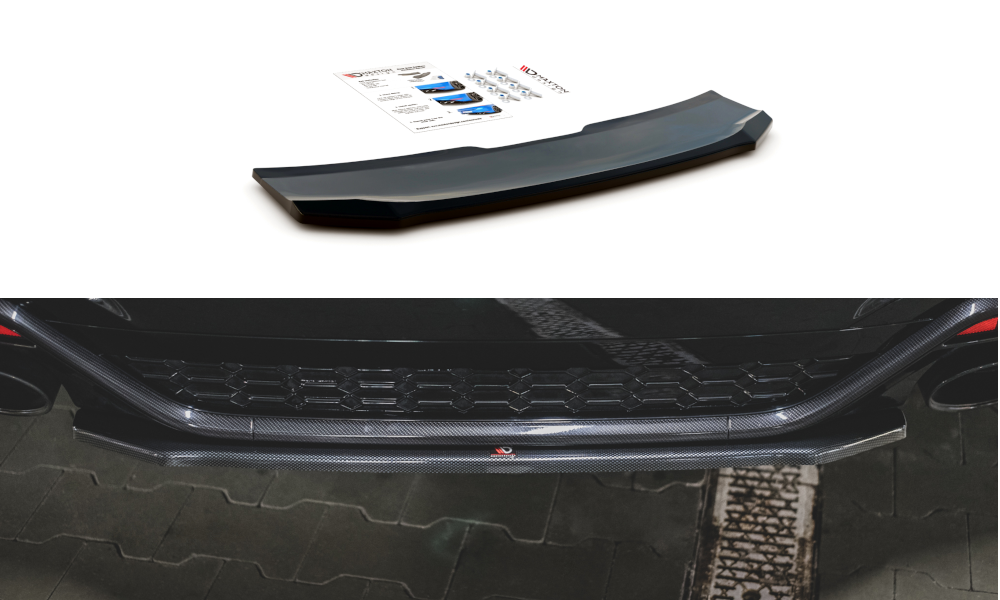 Mittlerer Diffusor Heck Ansatz für Audi RS5 F5 Facelift schwarz Hochglanz