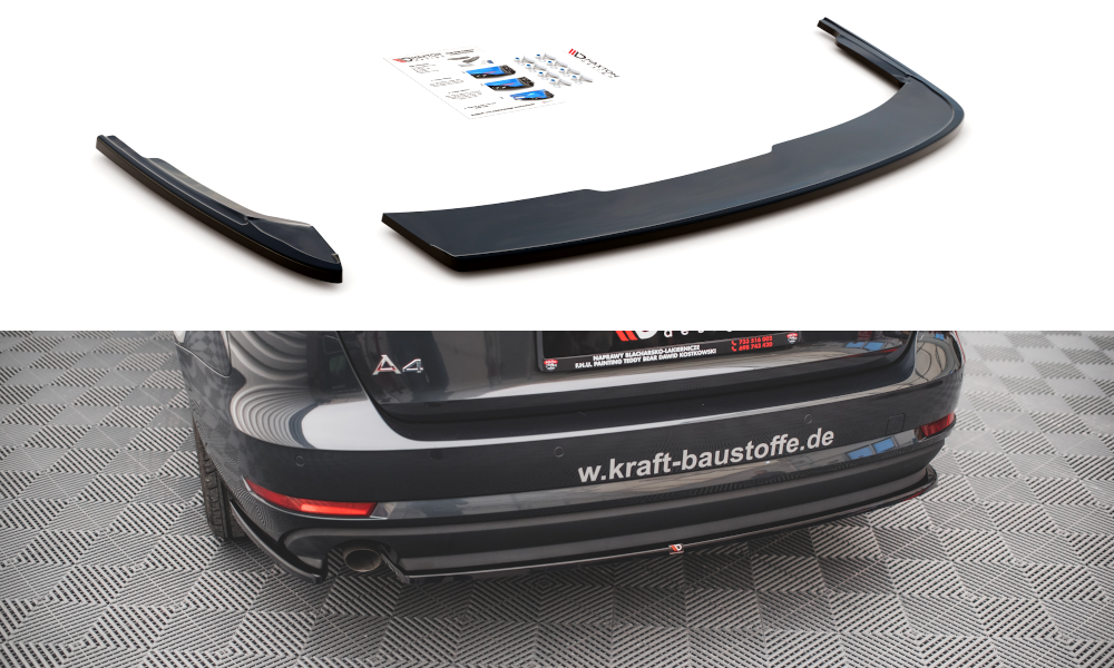 Heck Ansatz Flaps Diffusor für Audi A4 Avant B9 schwarz matt