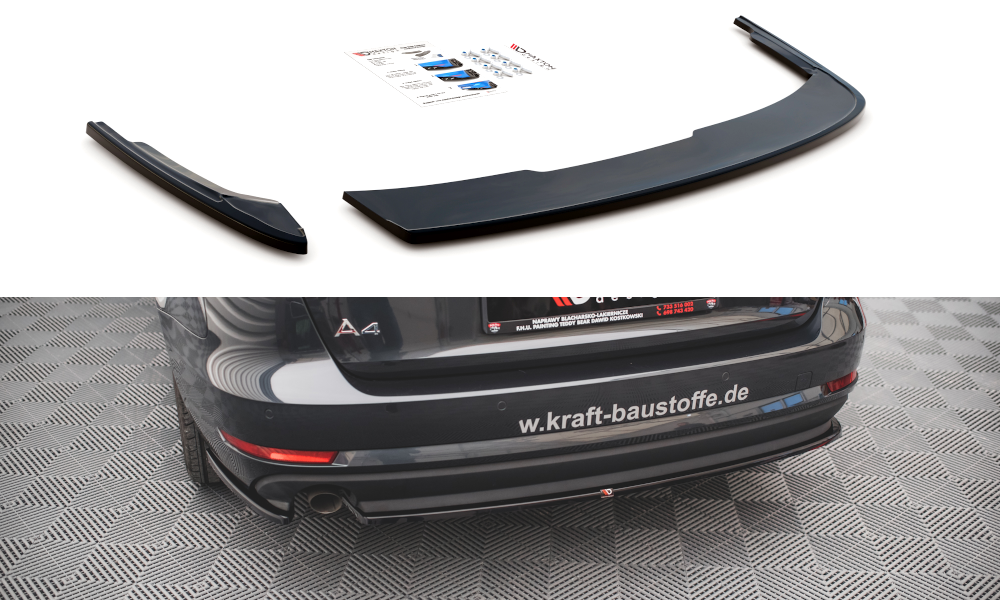 Heck Ansatz Flaps Diffusor für Audi A4 Avant B9 Carbon Look – Tuning King
