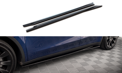 Seitenschweller Ansatz für V.1 für Tesla Model Y Carbon Look
