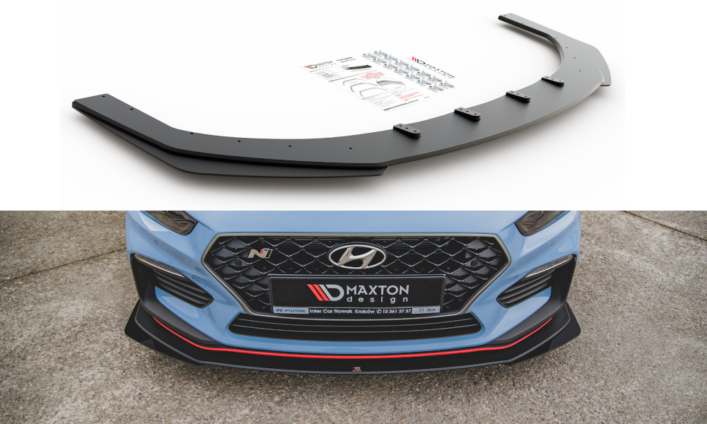 Robuste Racing Front Ansatz für passend +Flaps für Hyundai I30 N Mk3  Hatchback / Fastback schwarz Hochglanz