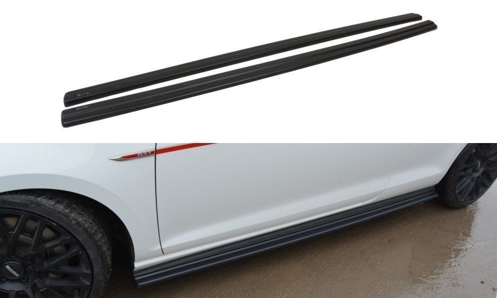 Seitenschweller Ansatz für VW GOLF 7 GTI PREFACE/FACELIFT (breit) schwarz Hochglanz