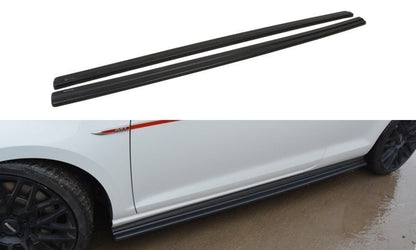 Seitenschweller Ansatz für VW GOLF 7 GTI PREFACE/FACELIFT (breit) schwarz Hochglanz