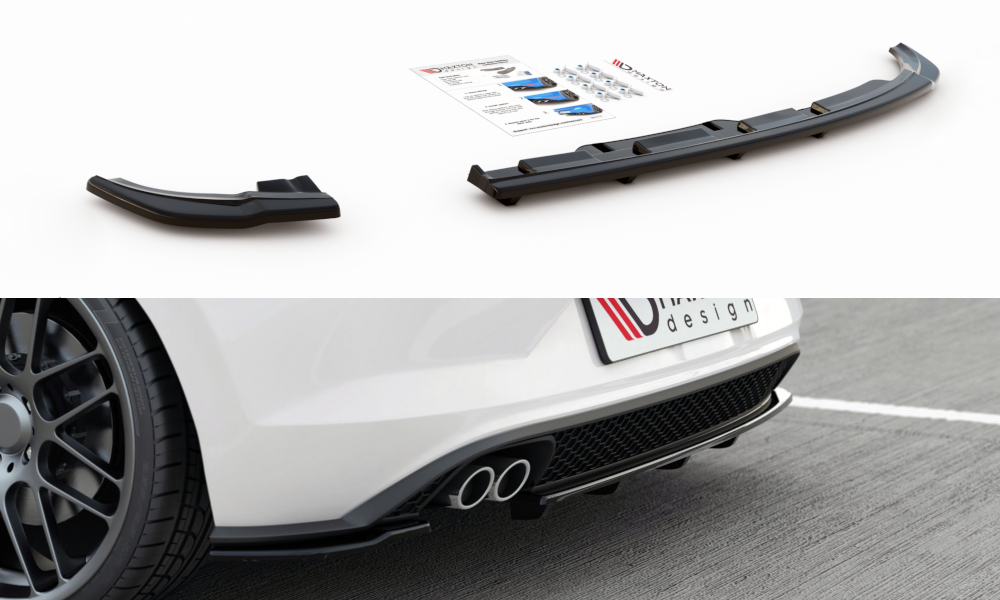 Mittlerer Diffusor Heck Ansatz DTM Look für VW Polo 6 GTI Mk6 schwarz matt