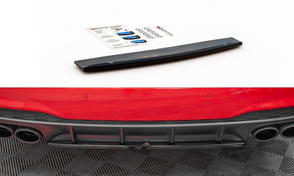 Mittlerer Diffusor Heck Ansatz für Audi S7 C8 schwarz Hochglanz