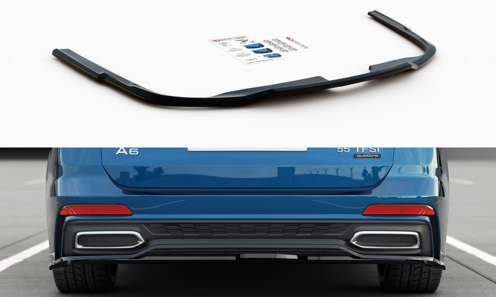 Mittlerer Diffusor Heck Ansatz für Audi A6 S-Line Avant C8 schwarz matt