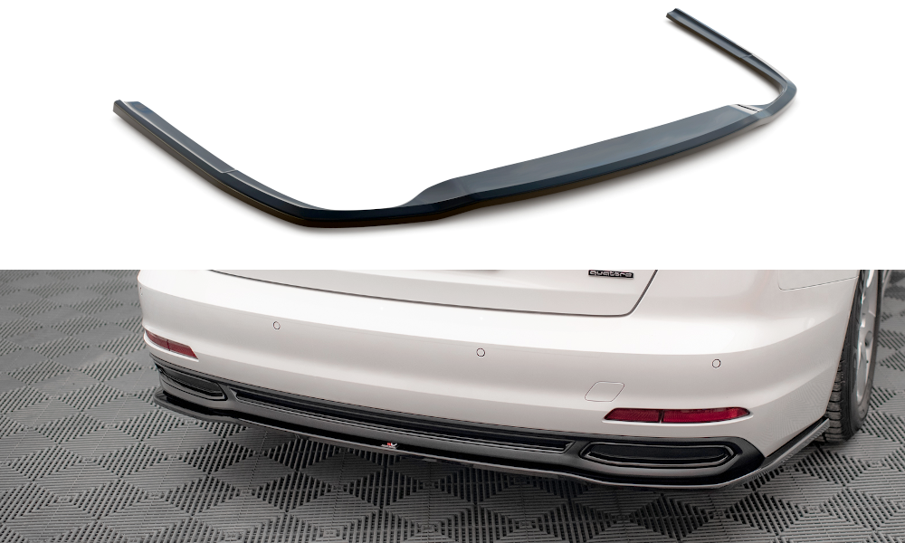 Mittlerer Diffusor Heck Ansatz für Audi A6 C8 schwarz Hochglanz