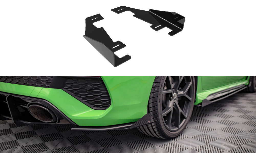 Hintere Seiten Flaps für Audi RS3 Limousine 8Y schwarz Hochglanz