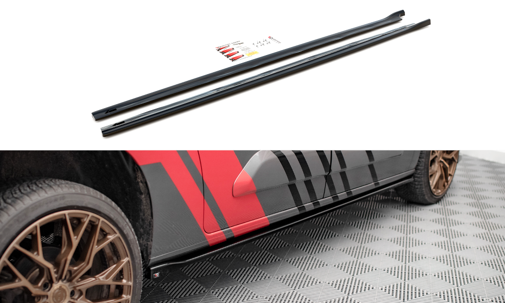 Seitenschweller Ansatz für Peugeot Partner Maxi Mk3 schwarz Hochglanz