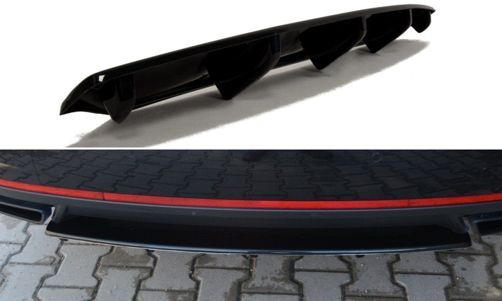 Mittlerer Diffusor Heck Ansatz passend für DTM LOOK passend für Skoda Octavia III RS Carbon Look Carbon Look