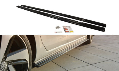 Seitenschweller Ansatz für VW GOLF 7 GTI PREFACE/FACELIFT (breit) schwarz matt