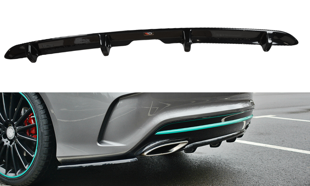 Diffusor Heck Ansatz für Mercedes CLA C117 AMG-LINE FACELIFT  schwarz matt